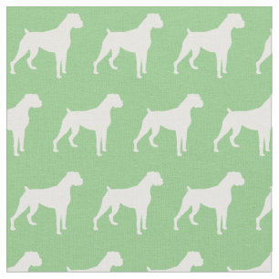 Boxer Hund Silhouette Päpste Grün Stoff