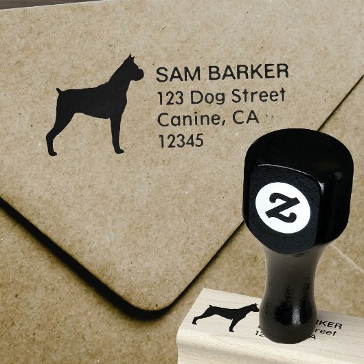 Boxer Hund Silhouette Rücksendeadresse Gummistempel