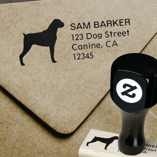 Boxer Hund Silhouette Rücksendeadresse Gummistempel