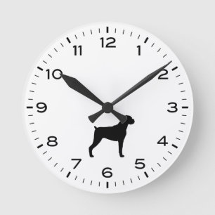 Boxer Hund Silhouette rund Uhr