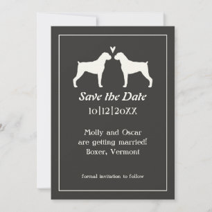 Boxer-Hund-Silhouetten Hochzeit Save the Date
