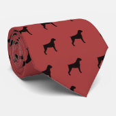 Boxer Hund Silhouetten Muster Red Krawatte (Gerollt)