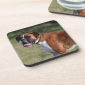 Boxer-Hund stehend Getränkeuntersetzer (Linke Seite)
