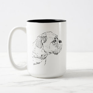 Boxer-Hund-Tasse – handgezeichnete Tinte-Hund-Kaff Zweifarbige Tasse