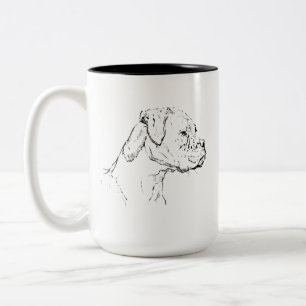 Boxer-Hund-Tasse – handgezeichnete Tinte-Hund-Kaff Zweifarbige Tasse