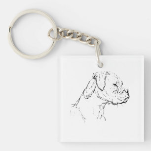 Boxer-Hund-Tinte-Kunst – Minimalistische Hund-Lini Schlüsselanhänger