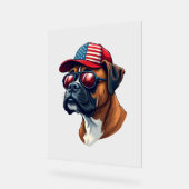 Boxer Hund trägt White Red Blue Acrylschild (Winkel)