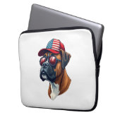 Boxer Hund trägt White Red Blue Laptopschutzhülle (Vorderseite Links)