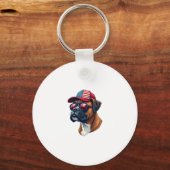 Boxer Hund trägt White Red Blue Schlüsselanhänger (Vorderseite)
