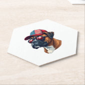 Boxer Hund trägt White Red Blue Untersetzer (angewinkelt)