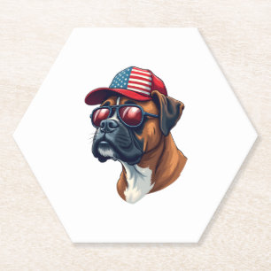 Boxer Hund trägt White Red Blue Untersetzer