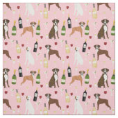 Boxer Hund und Weinrosa Stoff (Muster)