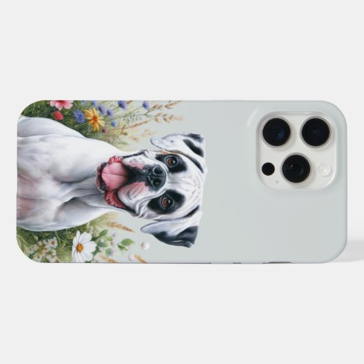 Boxer Hund und Wildblumen iPhone Hülle (Rückseite (Horizontal))