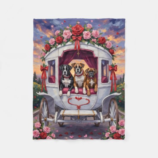Boxer Hund Valentinstag Fleecedecke (Vorderseite)