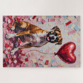 Boxer-Hund Valentinstag Herz Ballon Spaß Puzzle (Horizontal)
