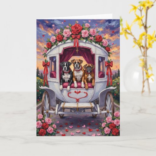 Boxer Hund Valentinstag Karte (Gelbe Blume)