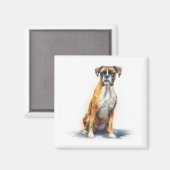 Boxer-Hund-Wasserfarben-Kunst Magnet (Vorderseite/Rückseite)