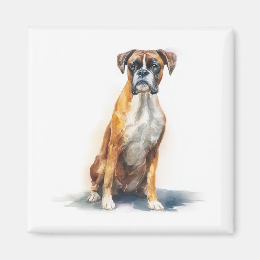 Boxer-Hund-Wasserfarben-Kunst Magnet (Vorne)