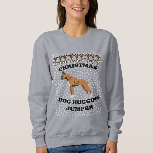 Boxer Hund Weihnachts-Hund umarmen Sweatshirt (Vorderseite)