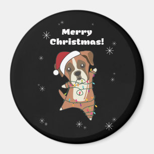 Boxer Hund Weihnachts-Schnee Wintertiere Hunde Magnet