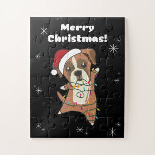 Boxer Hund Weihnachts-Schnee Wintertiere Hunde Puzzle