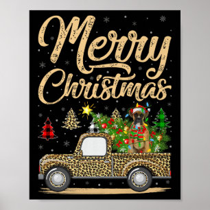 Boxer-Hund-Weihnachtsbaum-Leopard-LKW-Hund-Weihnac Poster
