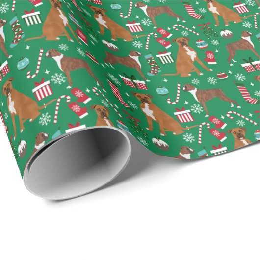 Boxer Hund Weihnachtsfeiertag Geschenkpapier (Rolleneckpunkt)