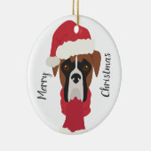 Boxer Hund Weihnachtsschmuck. Snow Keramik Ornament (Rechts)
