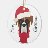 Boxer Hund Weihnachtsschmuck. Snow Keramik Ornament (Links)