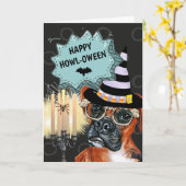 Boxer-Hund wittert glücklich, wie eine spukhafte S Karte (Gelbe Blume)