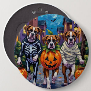 Boxer Hunde beim Trick-or-Treat in Halloween-Kostü Button