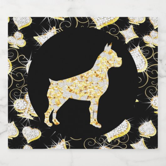 BOXER-HUNDE-BLING SCHAUMWEINETIKETT (Einzelnes Label)