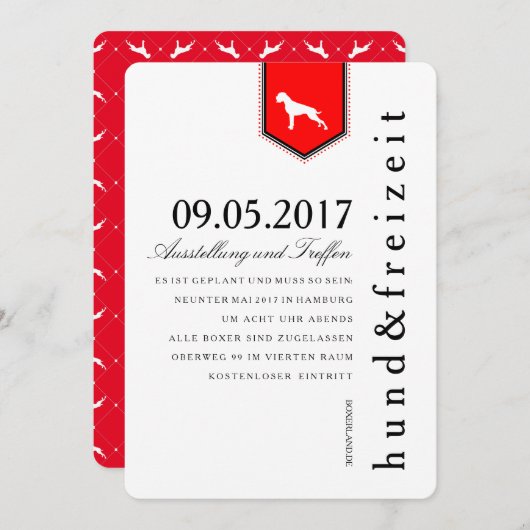 Boxer Hunde Einladung (Vorne/Hinten)