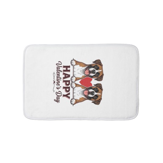 Boxer Hunde Frohen Valentinstag Vintage Badematte (Vorderseite)
