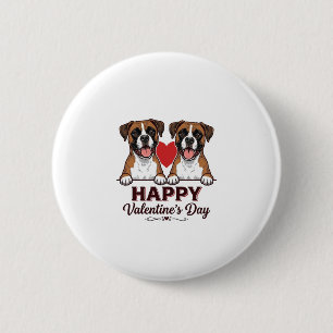 Boxer Hunde Frohen Valentinstag Vintage Button