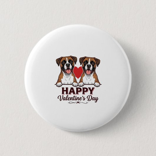 Boxer Hunde Frohen Valentinstag Vintage Button (Vorderseite)