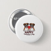 Boxer Hunde Frohen Valentinstag Vintage Button (Vorne & Hinten)