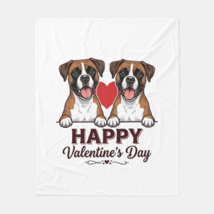 Boxer Hunde Frohen Valentinstag Vintage Fleecedecke