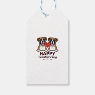 Boxer Hunde Frohen Valentinstag Vintage Geschenkanhänger