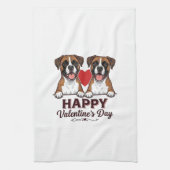 Boxer Hunde Frohen Valentinstag Vintage Geschirrtuch (Vertikal)
