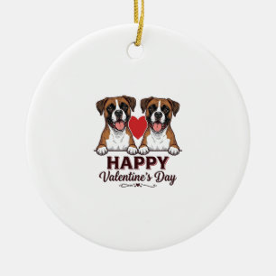 Boxer Hunde Frohen Valentinstag Vintage Keramik Ornament