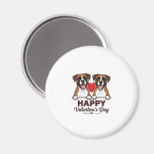 Boxer Hunde Frohen Valentinstag Vintage Magnet (Vorderseite/Rückseite)