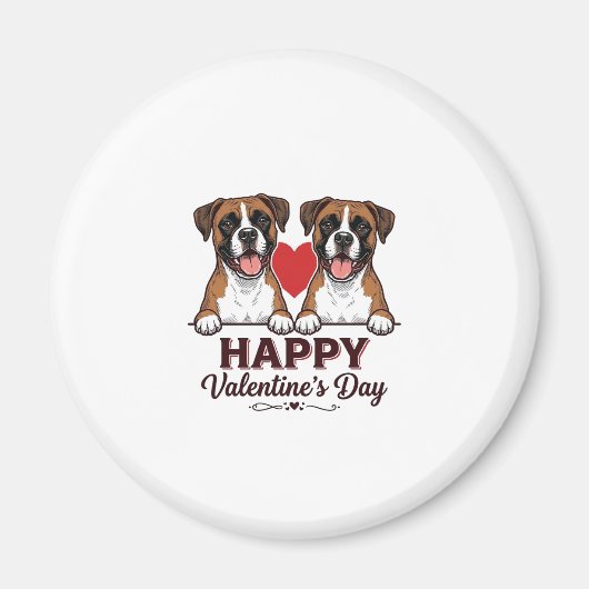 Boxer Hunde Frohen Valentinstag Vintage Magnet (Vorne)