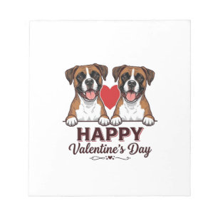 Boxer Hunde Frohen Valentinstag Vintage Notizblock