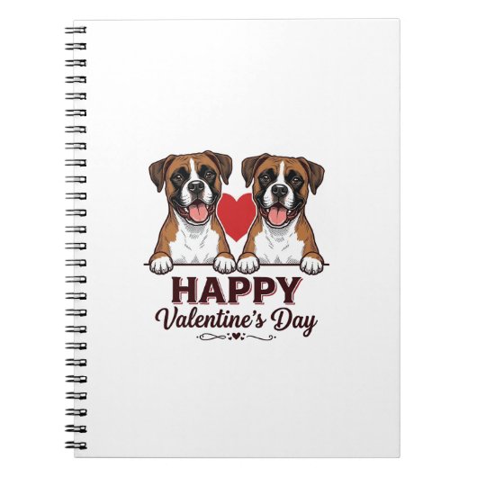 Boxer Hunde Frohen Valentinstag Vintage Notizblock (Vorderseite)