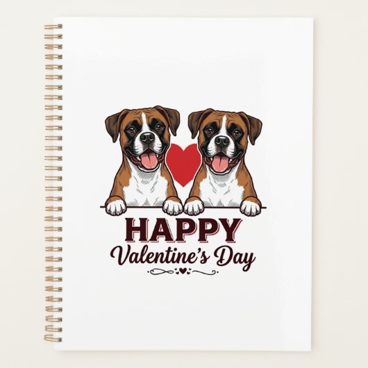 Boxer Hunde Frohen Valentinstag Vintage Planer (Vorderseite)
