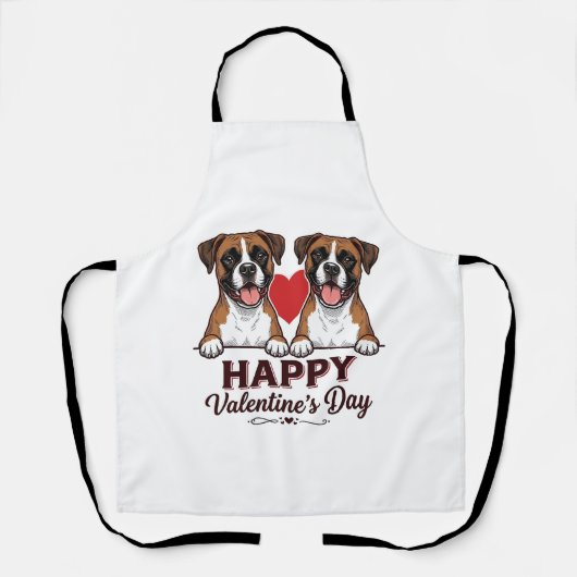 Boxer Hunde Frohen Valentinstag Vintage Schürze (Vorderseite)