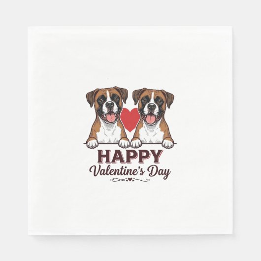 Boxer Hunde Frohen Valentinstag Vintage Serviette (Vorderseite)