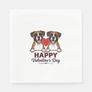 Boxer Hunde Frohen Valentinstag Vintage Serviette