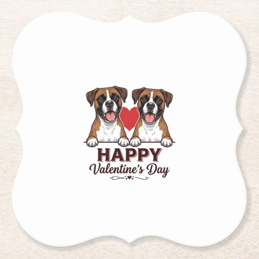 Boxer Hunde Frohen Valentinstag Vintage Untersetzer (Vorderseite)